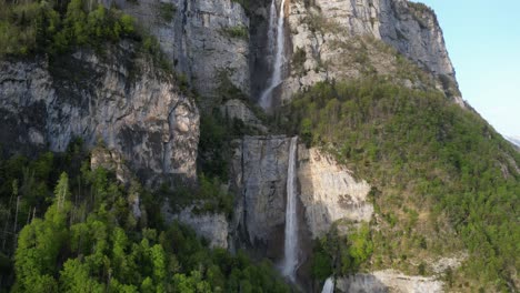 seerenbach falls cascading set of three waterfalls amden walensee, switzerland