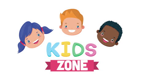 interracial little friends with kids zone lettering