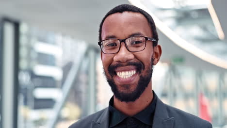 happy, black man and face of businessman