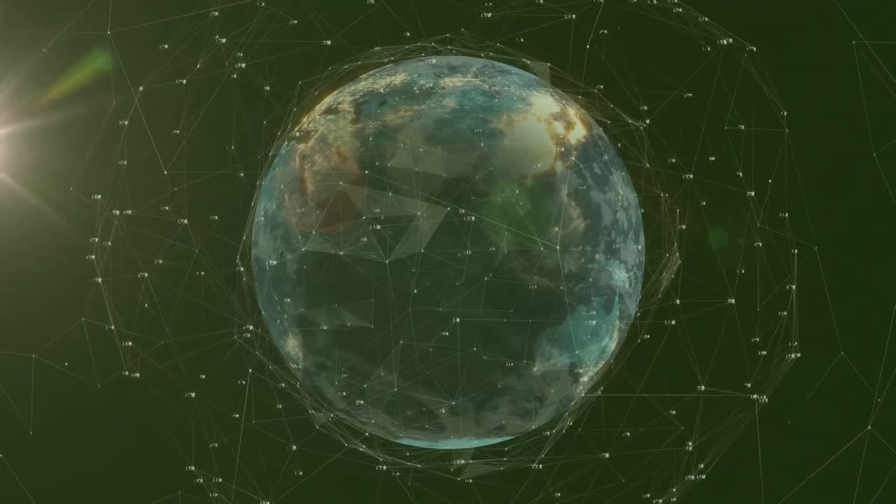 연결 네트워크를 통해 빛의 반점과 지구의 애니메이션