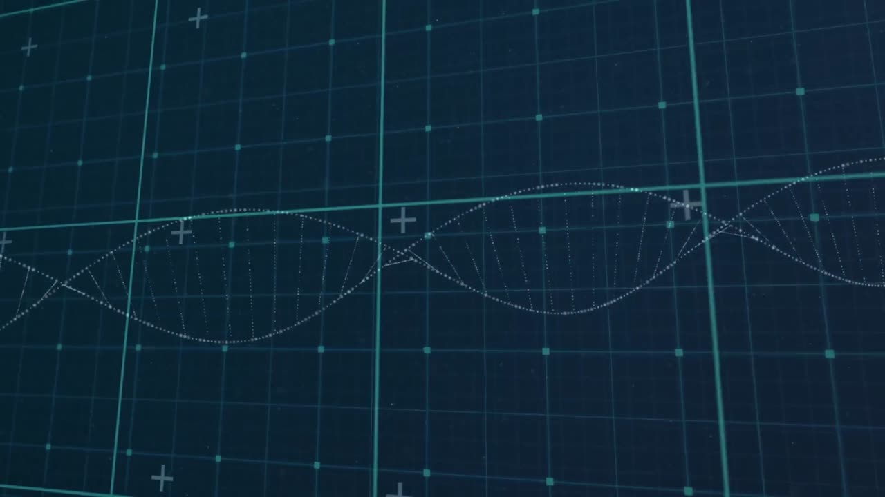 검은 바탕에 dna를 가진 디지털 화면의 애니메이션