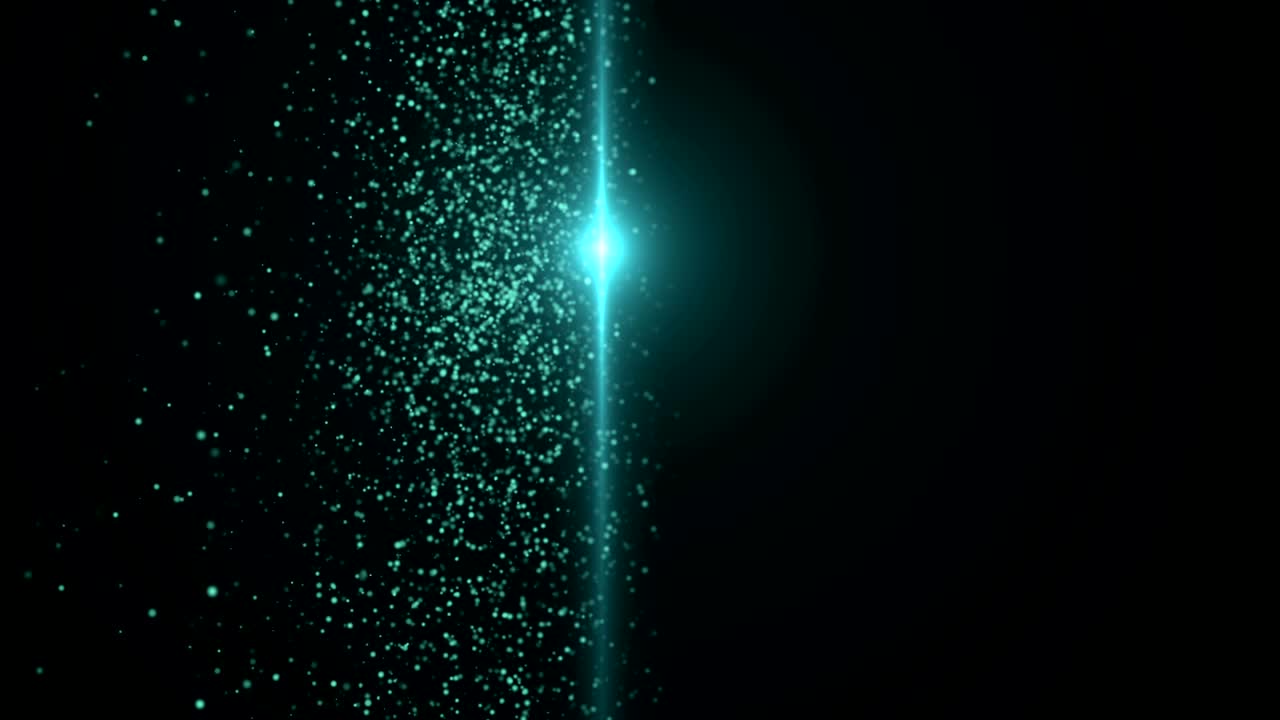 Light beam and many beautiful particles are in space, computer generated abstract background, 3D rendering