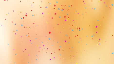 colorful confetti falling animation over orange background, creating festive atmosphere