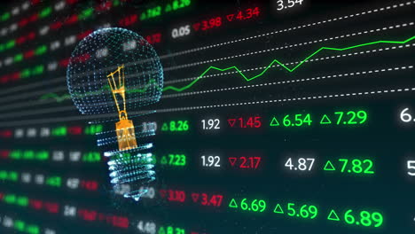 animación de bombillas y procesamiento de datos financieros