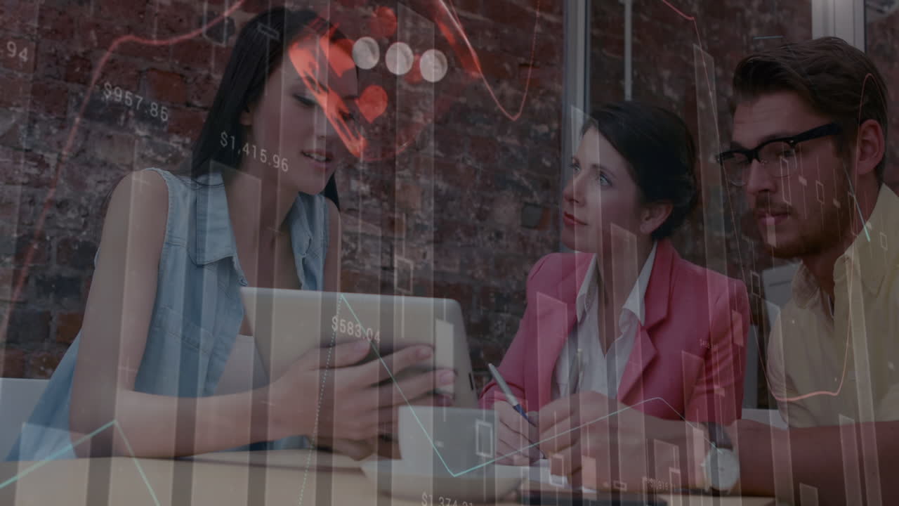 animación del procesamiento de datos financieros sobre las empresas personas