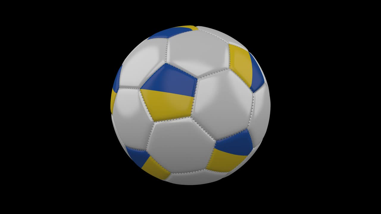 Pallone da calcio con bandiera dell'Ucraina, loop alfa
