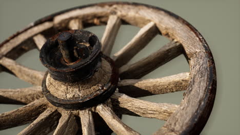 handmade rustic vintage wooden wheel used in medieval wagons