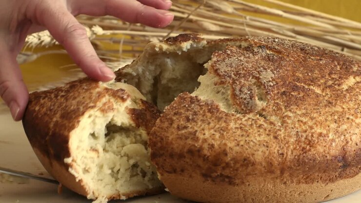 Breakfast of fresh baked homemade hot bread.