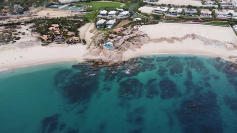 Aerial-of-Chileno-beach,-located-in-the-southern-part-of-the-Baja-California-Peninsula-in-Mexico