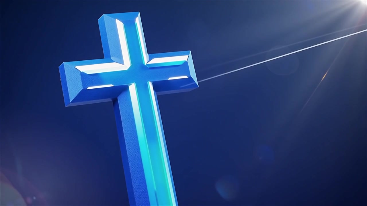 Croce Cristiana Luce Celestiale Sfondo per il Culto.