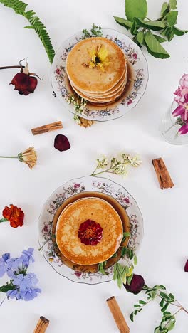 elegant breakfast pancakes with flowers