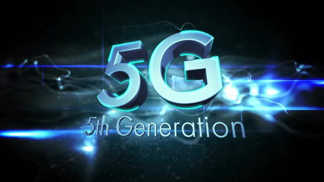animación de la red de conexiones de neón a través de texto 5g