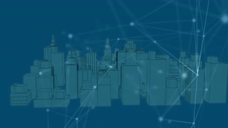 Animation-of-network-of-connections-over-digital-city-on-blue-background