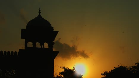 locked-on shot of mosque at sunset, jama masjid, delhi, india