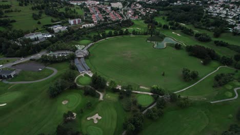 drone shot overview over saint etienne golf field