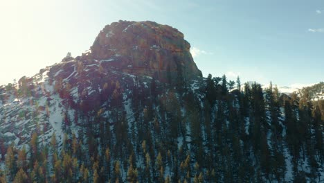 Drone-shot-of-snowy-mountains-and-hills