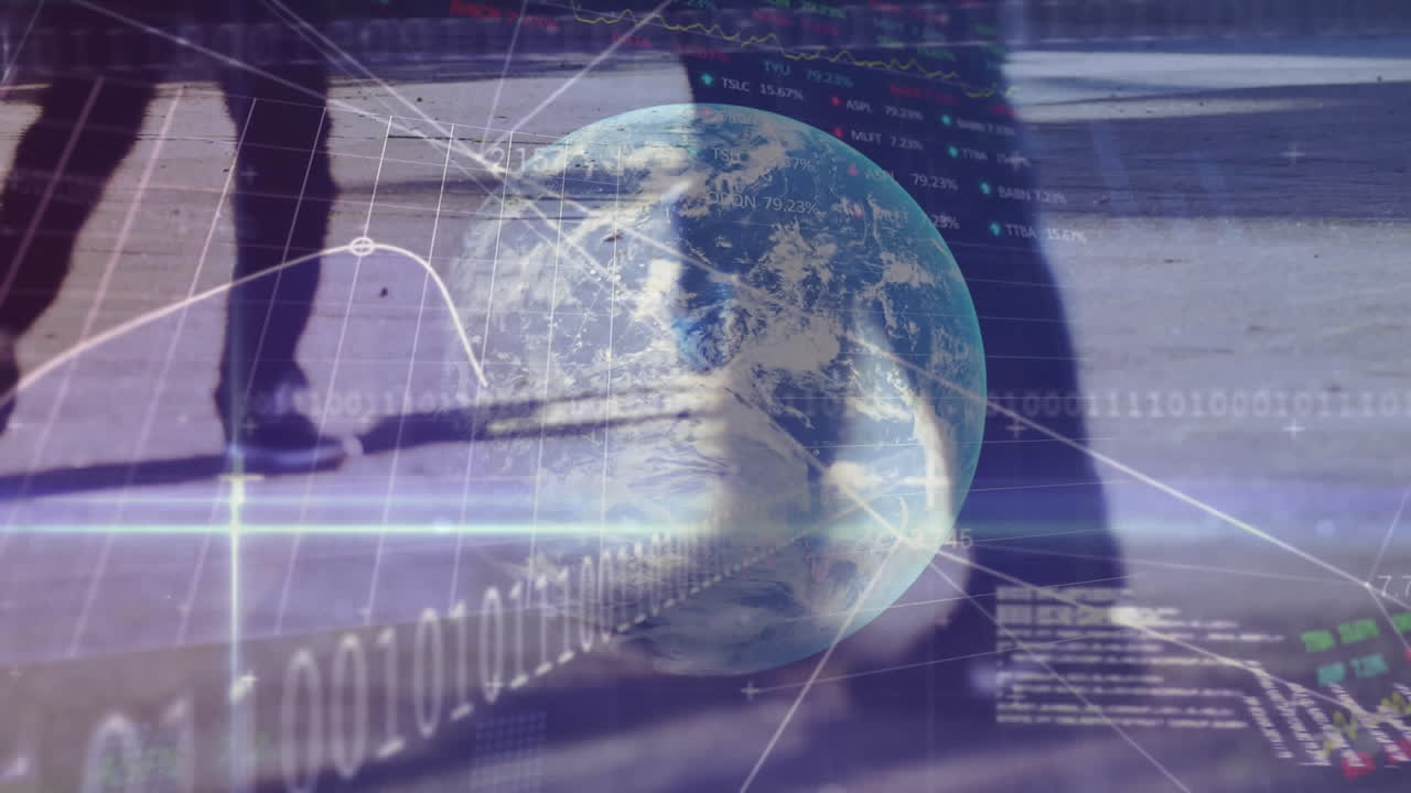 는 사람들의 애니메이션, 바이너리 코딩, 전 세계 금융 데이터 처리