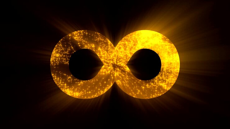 Abstract background with futuristic infinity sign. Digital background