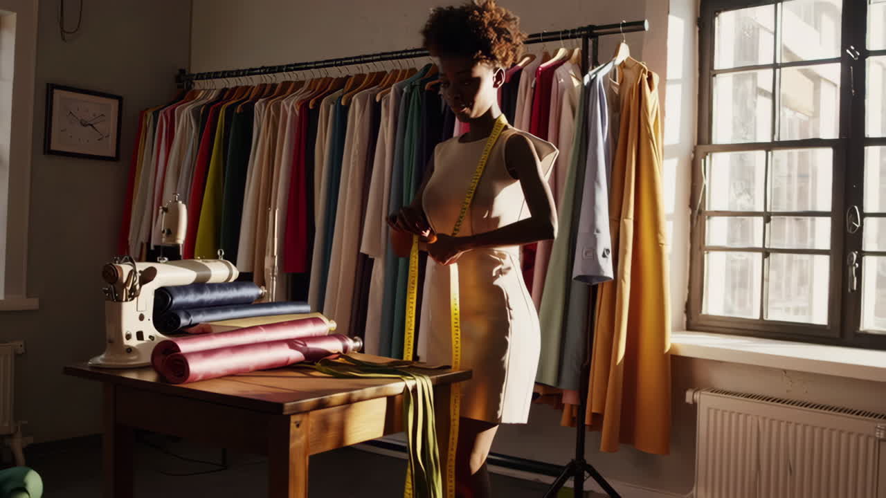 Fashion Designer Measuring a Dress