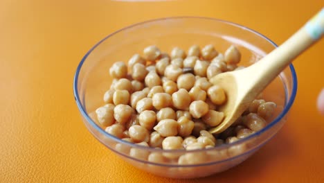 close-up of a bowl of chickpeas