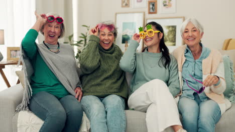 Playful,-happy-and-senior-women-with-glasses