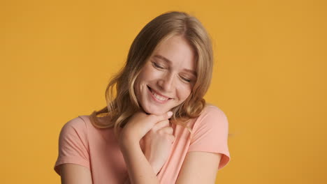 Caucasian-woman-looking-sweet-on-camera.