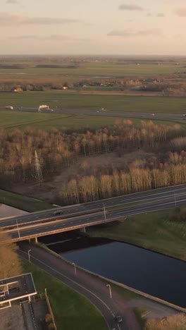 aerial view of highway and countryside