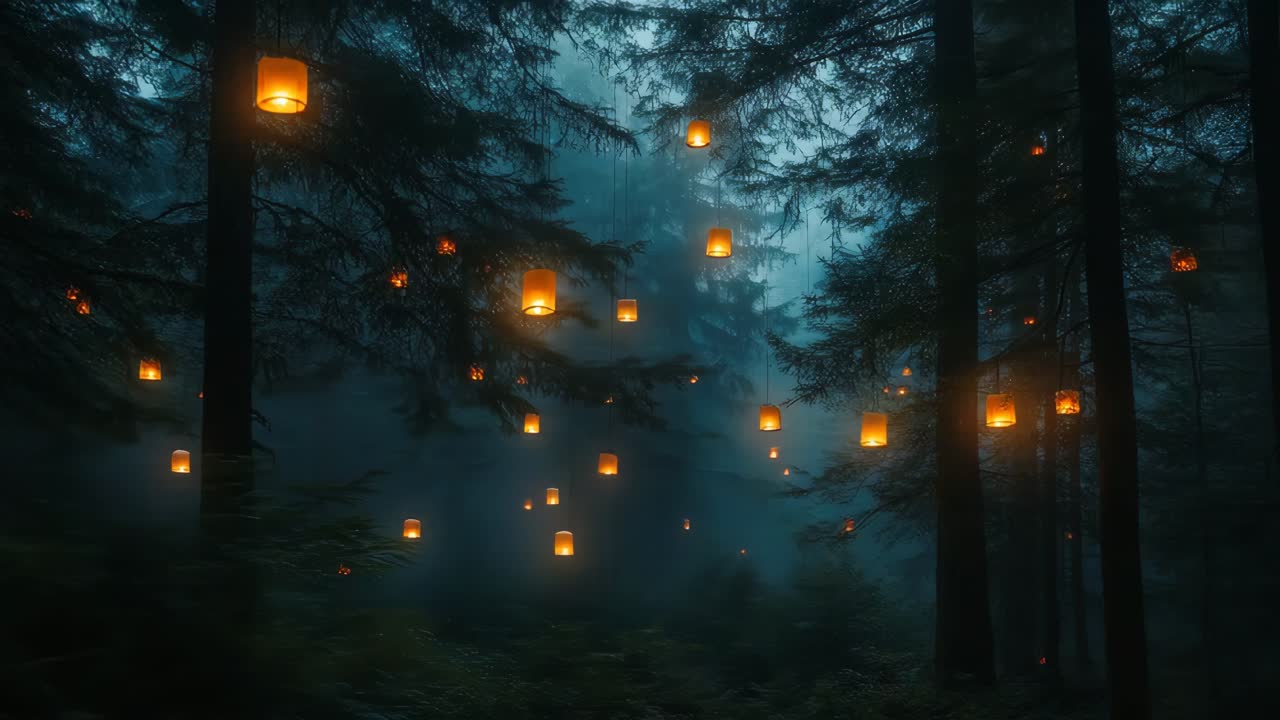 bosque encantado por la noche