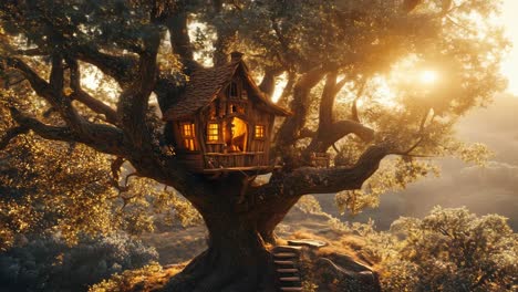 enchanted treehouse in the woods
