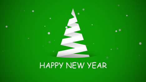 Happy-New-Year-text-with-white-Christmas-tree-on-green-background-1