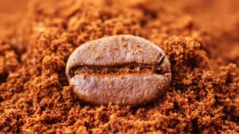 a single roasted coffee bean rests on a bed of fine ground particles, symbolizing rich aroma, freshness, and artisanal coffee craftsmanship
