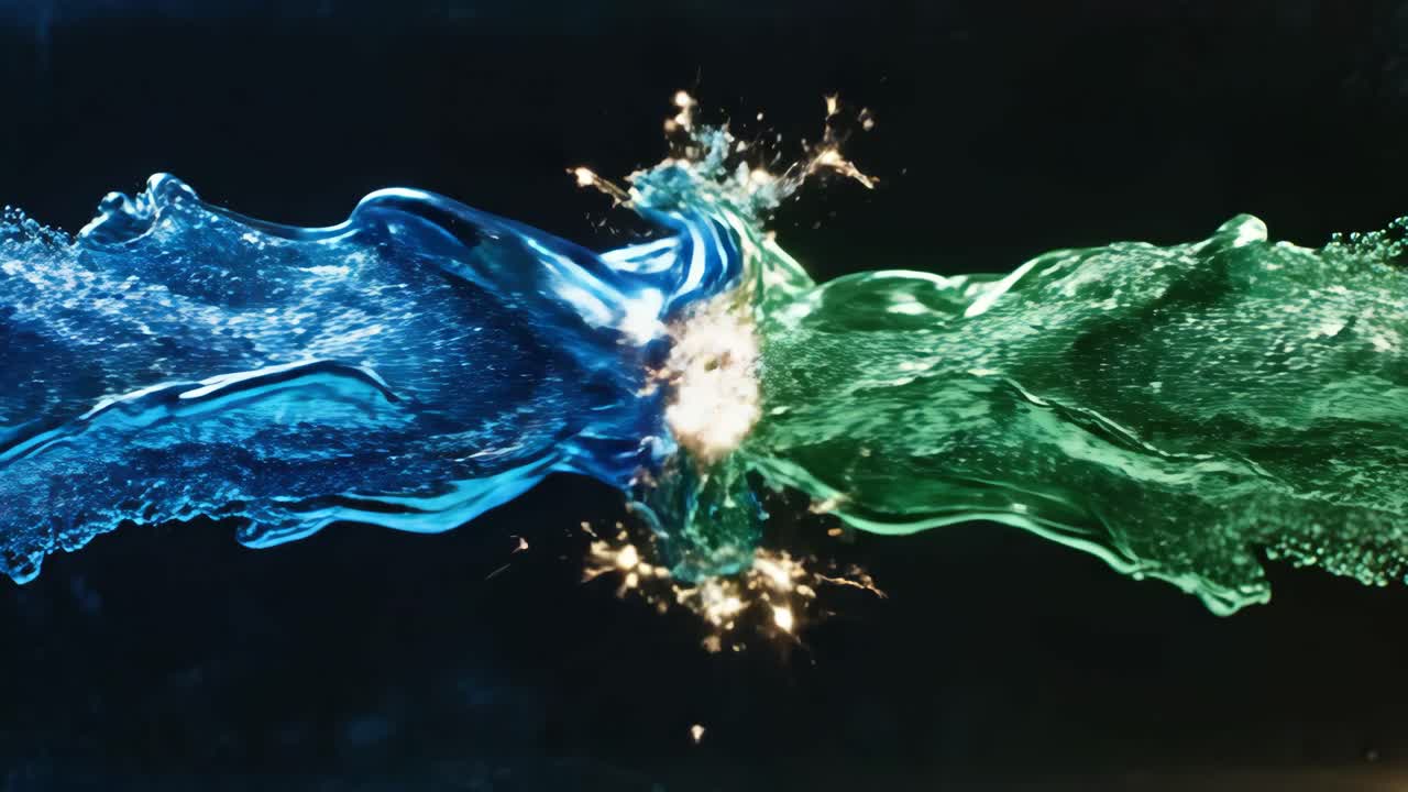 Abstract Blue and Green Liquid Explosion