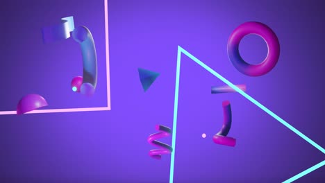 Animation-Abstrakter-3D-Formen-Auf-Violettem-Hintergrund