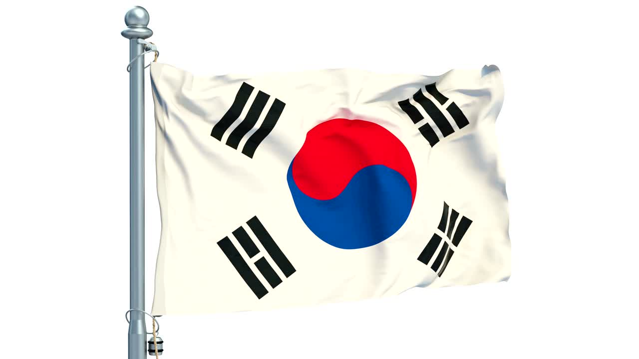 백색 바탕에 흔들리는 한국, 애니메이션 3d 렌더링