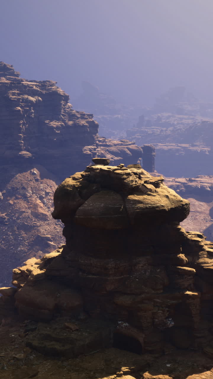 Exploring the intricate rock formations in a deserted canyon landscape