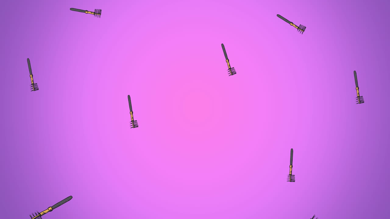 animación del pincel de maquillaje repetido en fondo azul