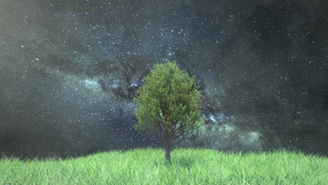 tree under a starry night