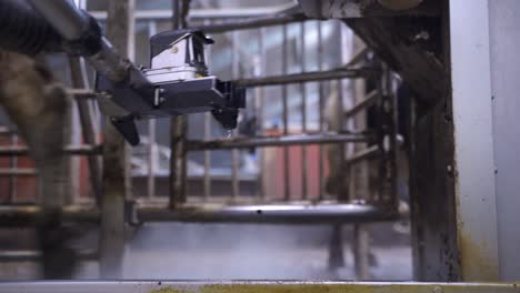 cow walking out from the shot while a milking robot finishes its work