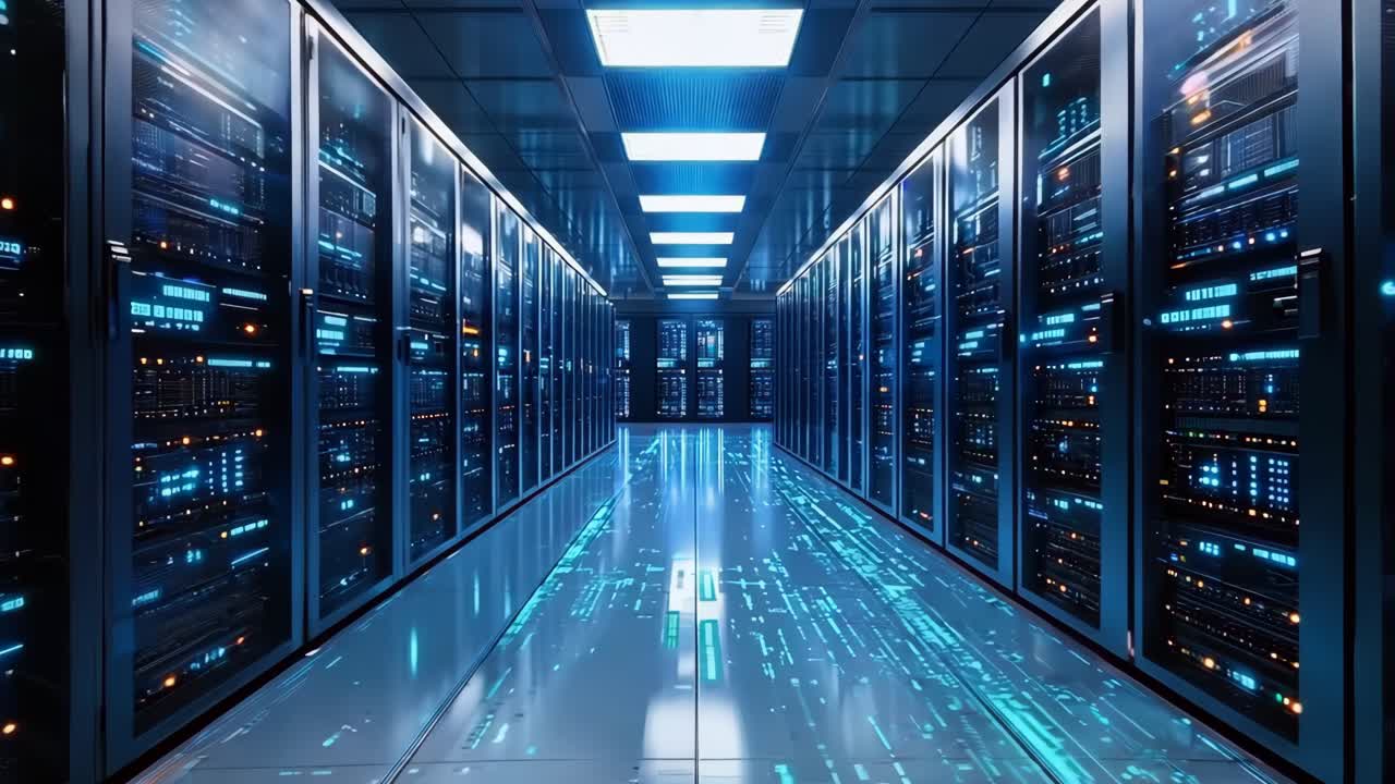 A server room filled with lots of servers in a data center