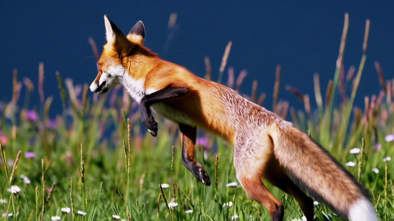 Red Fox Running in a Meadow
