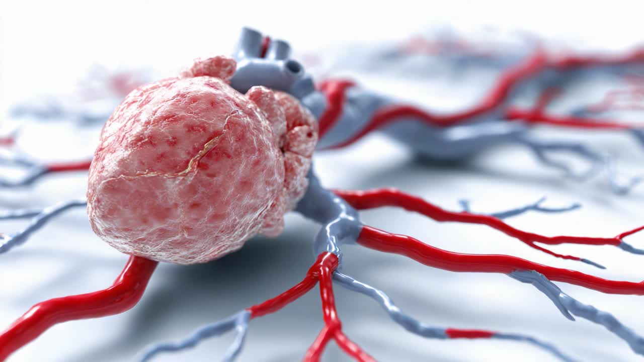 Detailed Visualization of the Human Heart with Connected Blood Vessels, Highlighting the Intricate Structure and Functionality Within the Cardiovascular System