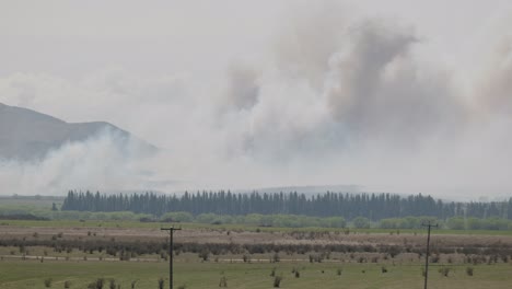 emergency-alert-fire-forest-in-Pukaki-Downs-New-Zealand-winter-season-2023-Firefighting-emergency-operations