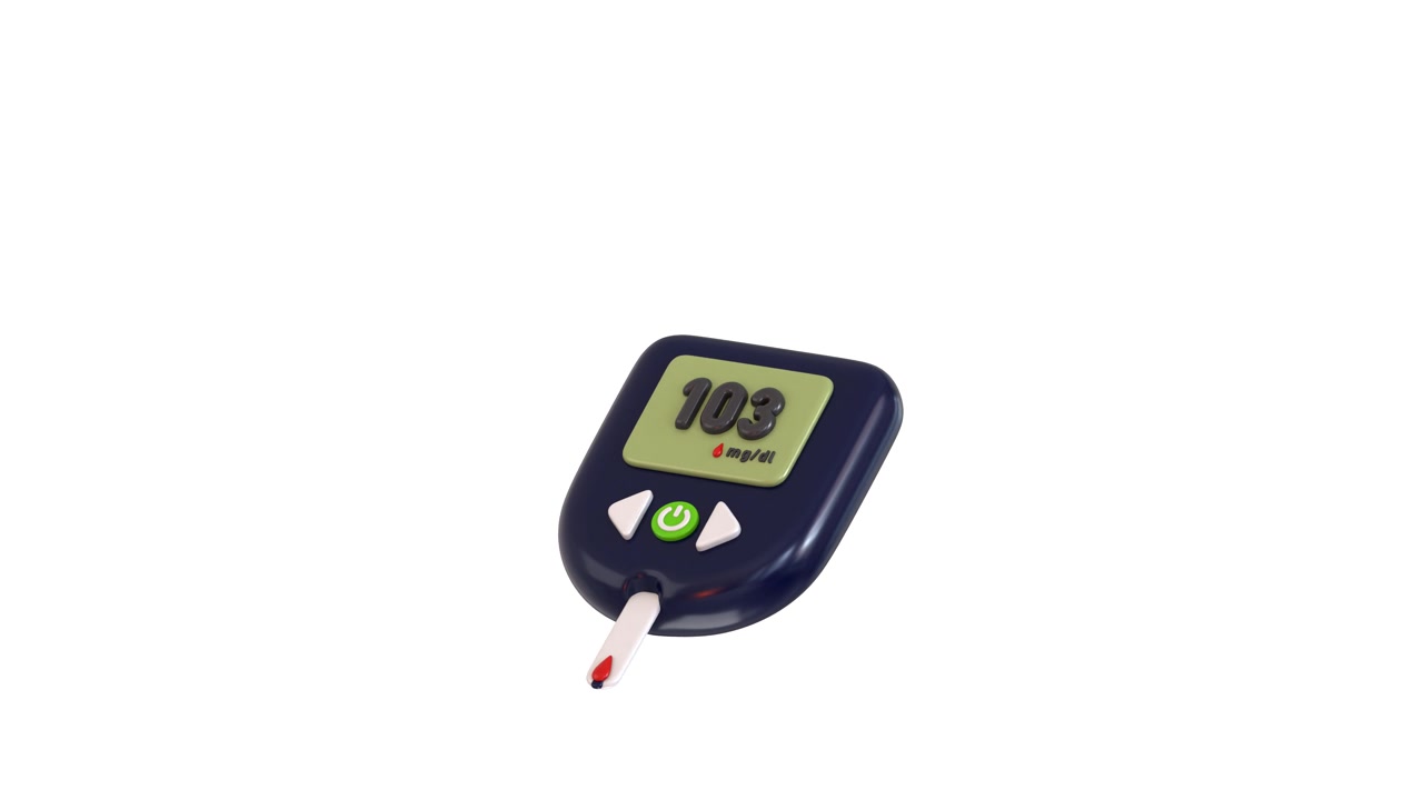 Misuratore digitale di glicemia che mostra una lettura di 103 mg/dl.