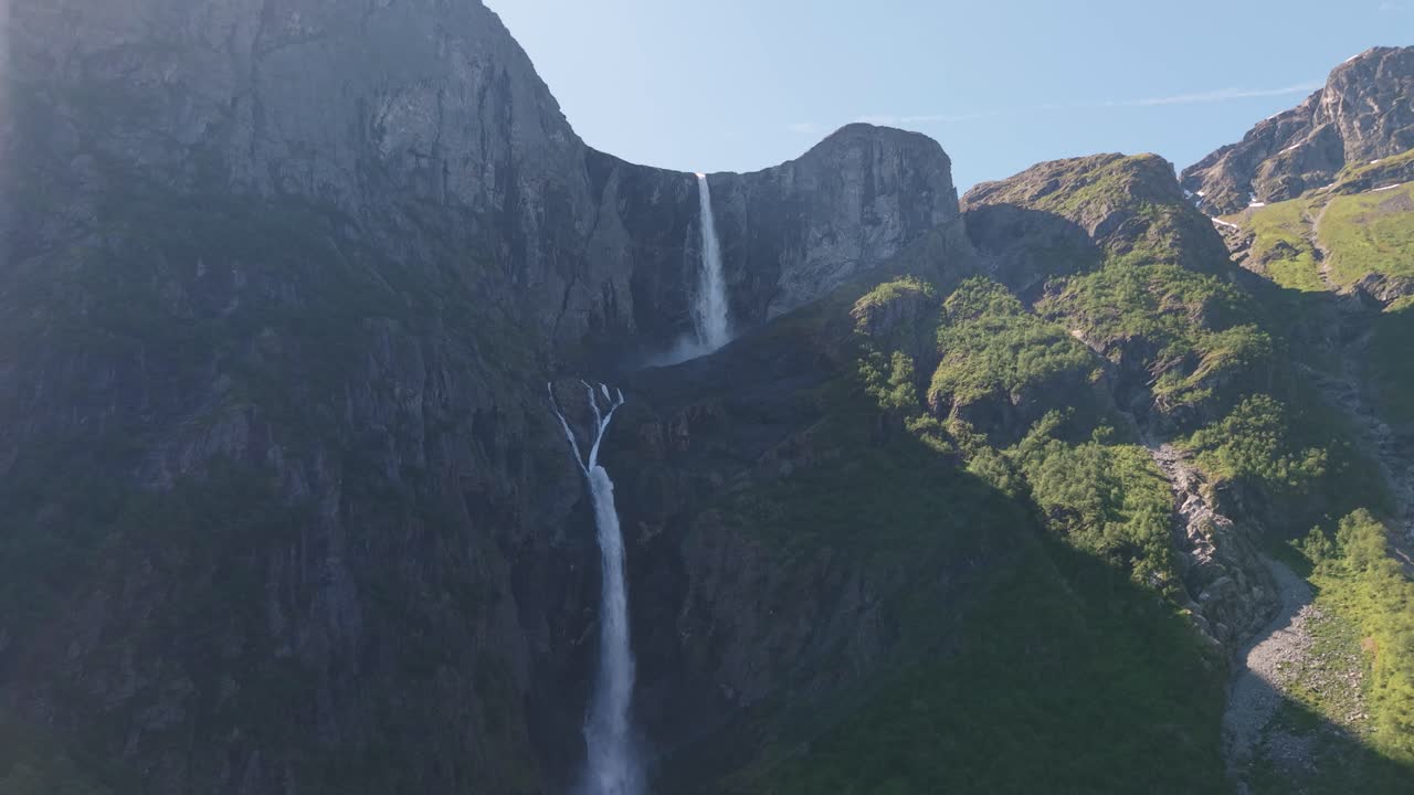 Mardalsfossen Waterfall In Molde Municipality In Møre og Romsdal County, Norway. Wide Shot