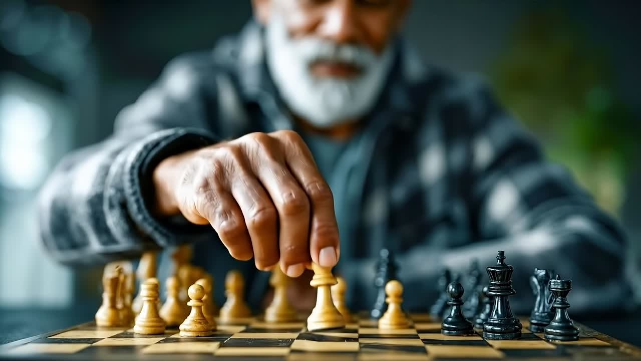 A man playing a game of chess