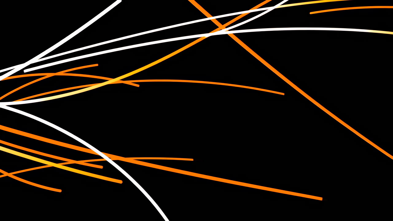 Dynamic Orange And White Light Trails Racing Across Black, Sleek Ribbon Lines Weaving With High Contrast