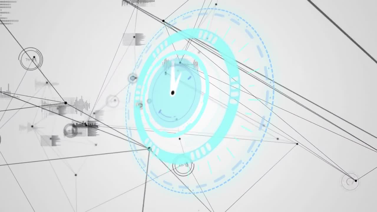 연결 네트워크와 함께 빠르게 움직이는 시계의 애니메이션