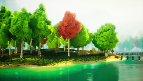 enchanted island forest: a stylized 3d render