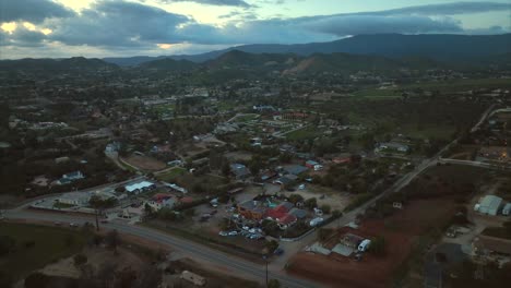 Aerial-view-flying-over-Agua-Dulce-census-designated-Los-Angeles-county-neighborhood,-California