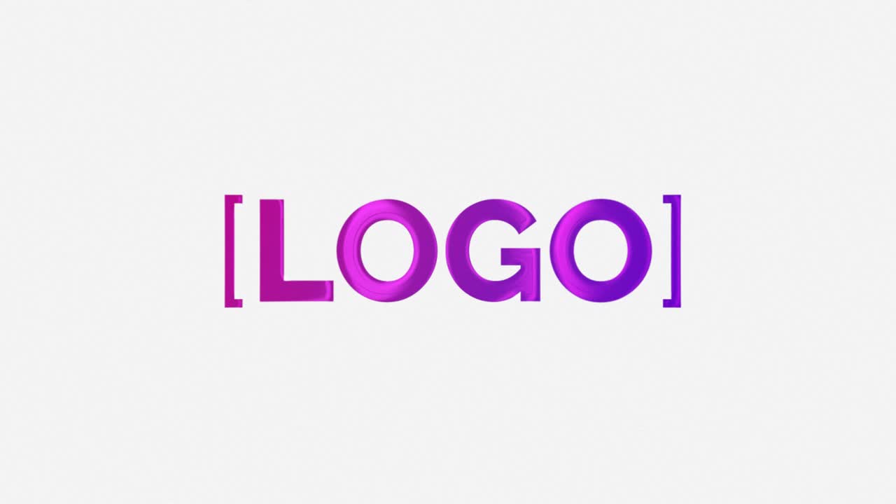 Dynamisk tekstlogoafsløring med lyserød og lilla gradient.